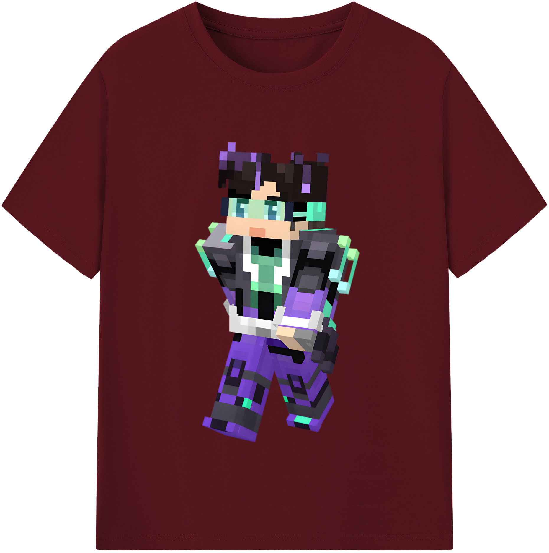 （画像用） マインクラフト ブロックの世界 Minecraft MC Block world 綿100％半袖Tシャツ（フロントプリント）